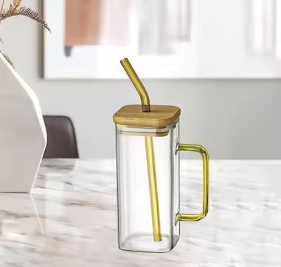 Glass Mug With Lid And Straw